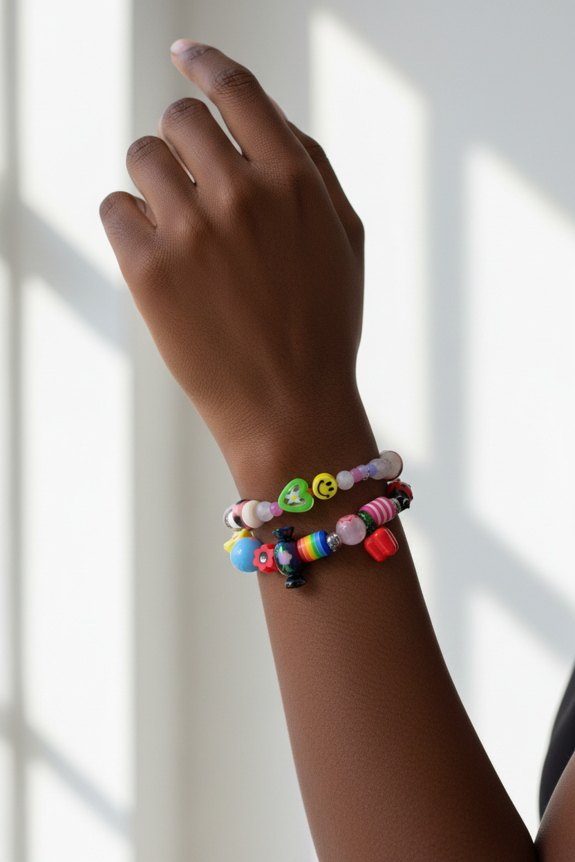 BRACELET 4 COCCINELLE CHAMPIGNON PIMENT ROUGE - FARFELU