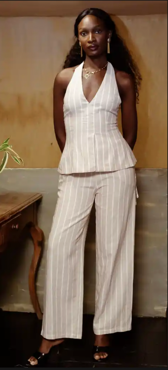 Pantalon palourde rayé