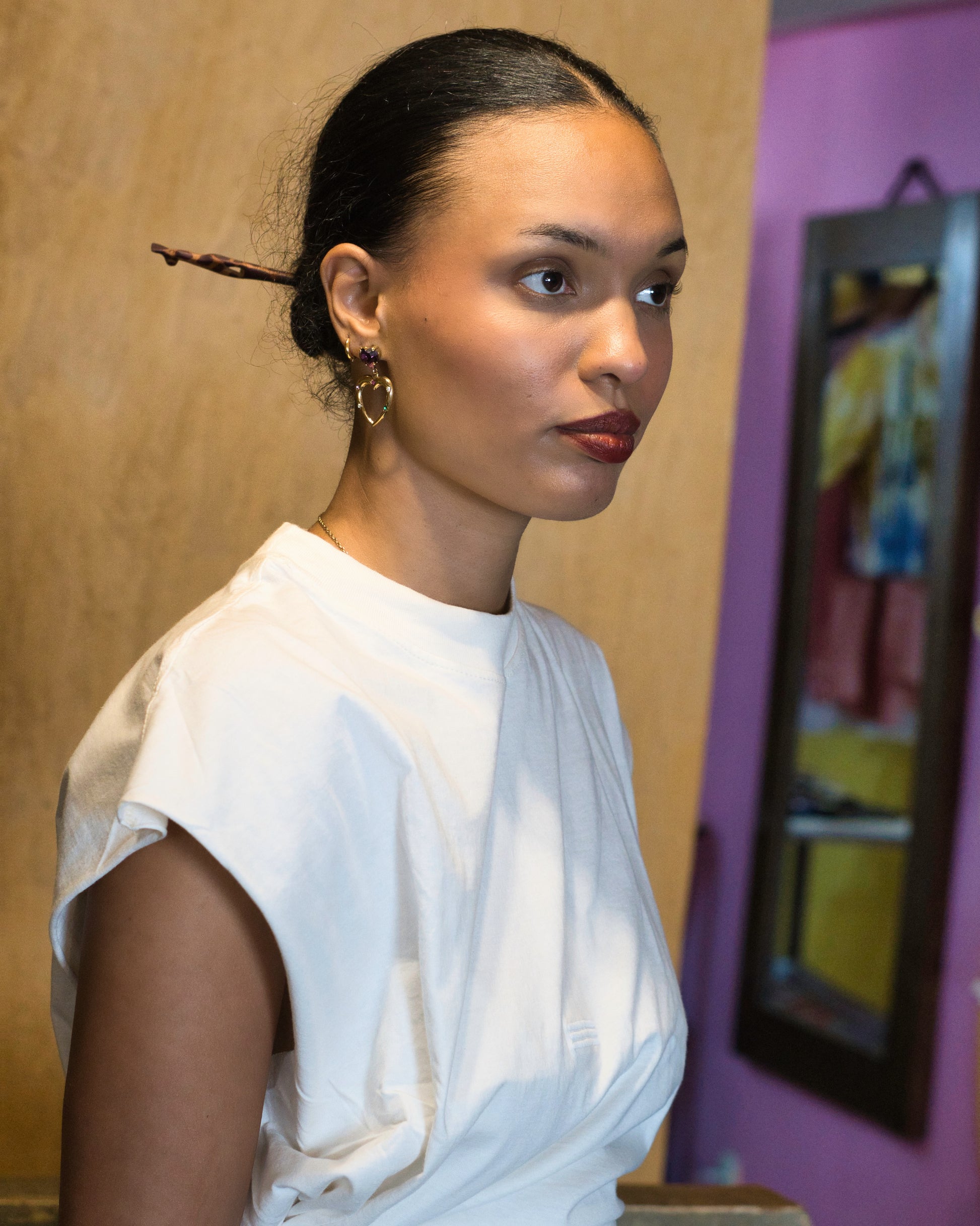 T-Shirt Crop Sans Manche Beige Brode - DOZO X LUCK