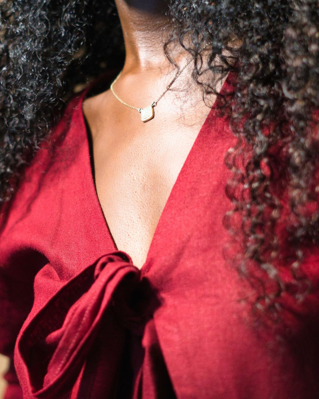 Chemisier à Noeud, Manche Bouffante Bordeaux