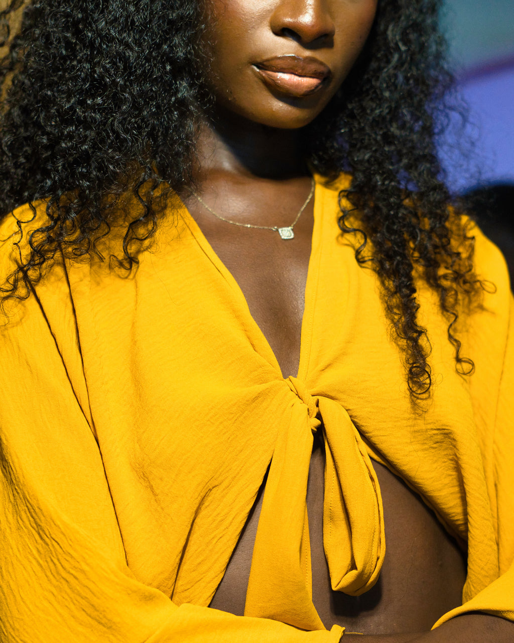 " Argus " top avec noeud - jaune moutarde