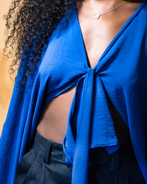 " Argus " top avec noeud - bleu