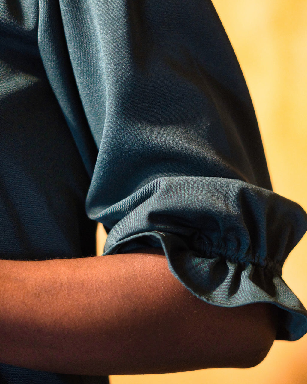 Chemisier à Noeud, Manche Bouffante Vert