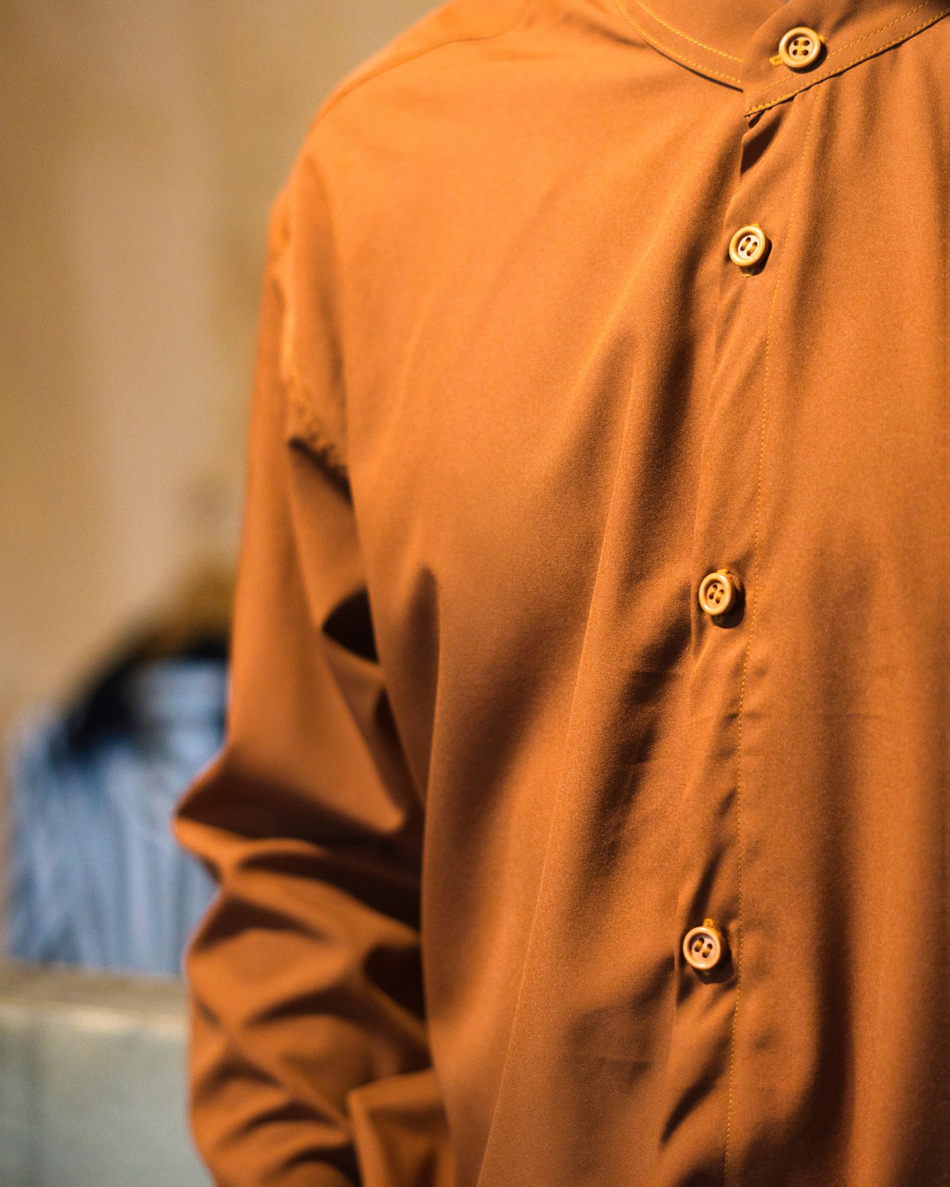 Chemise Col Mao " les intemporelles " - Marron