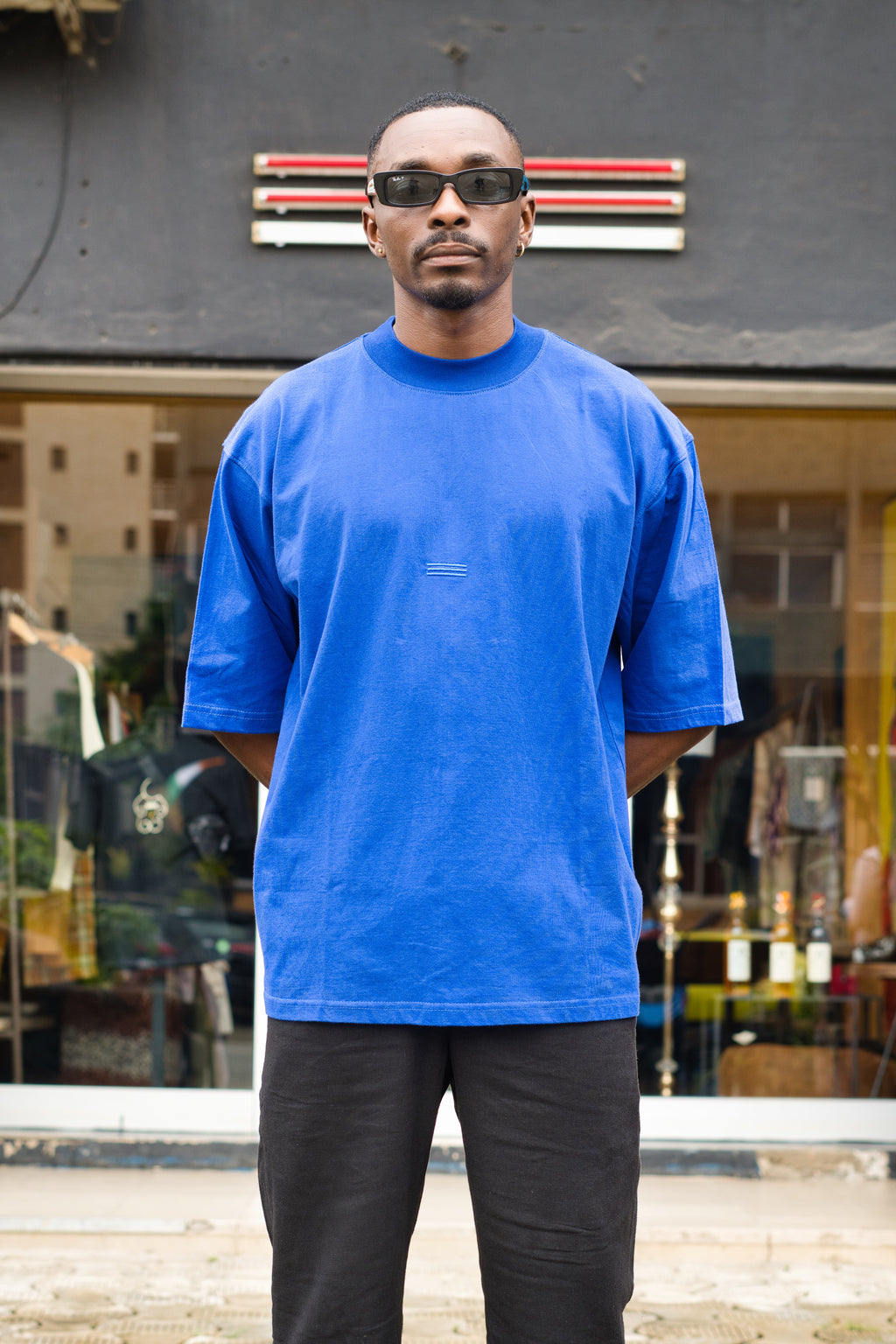 T-BLEU BRODE BLEU OVERSIZE-DOZO X LUCK