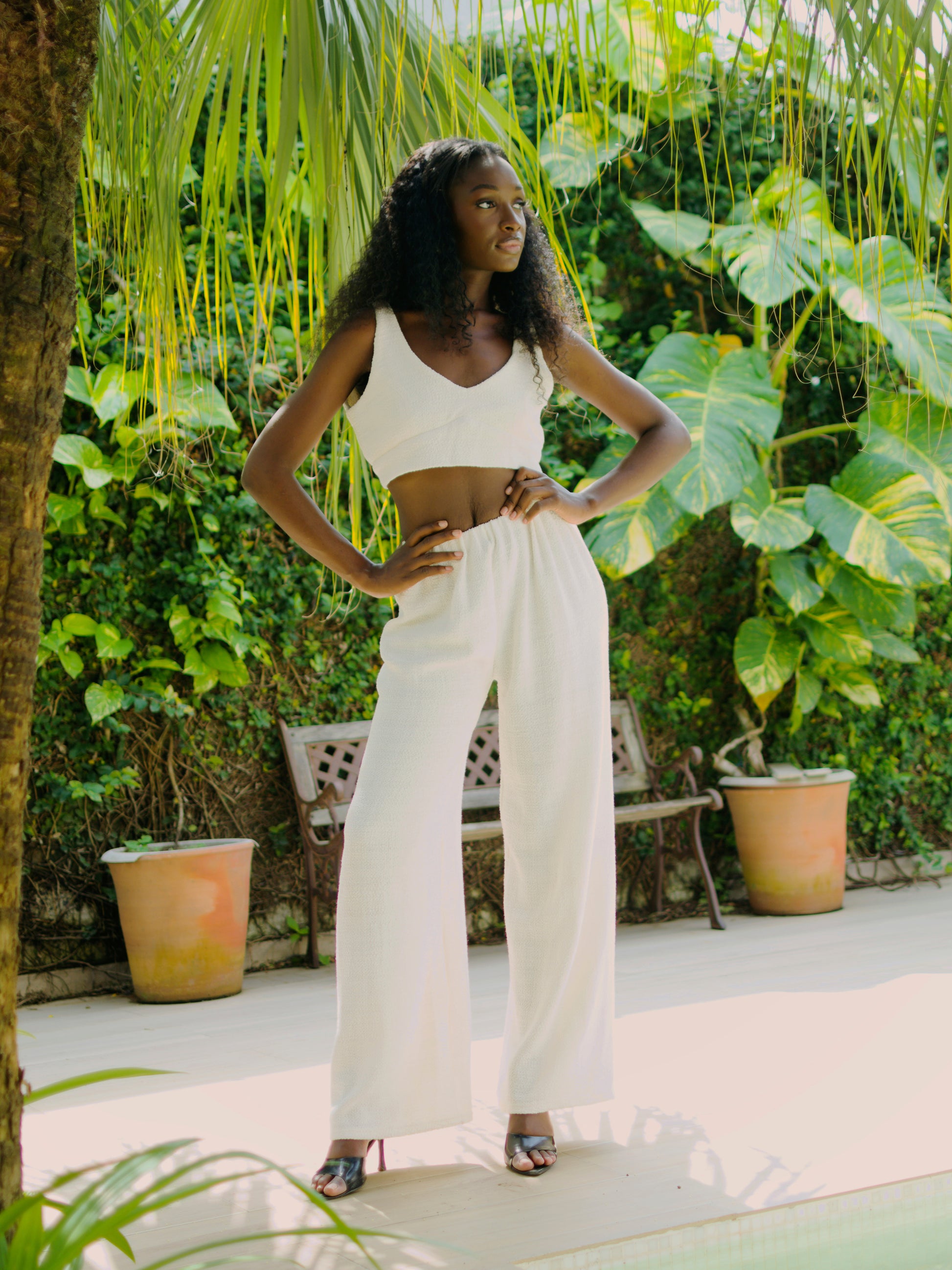 Pantalon "sugar booty" texturé - blanc