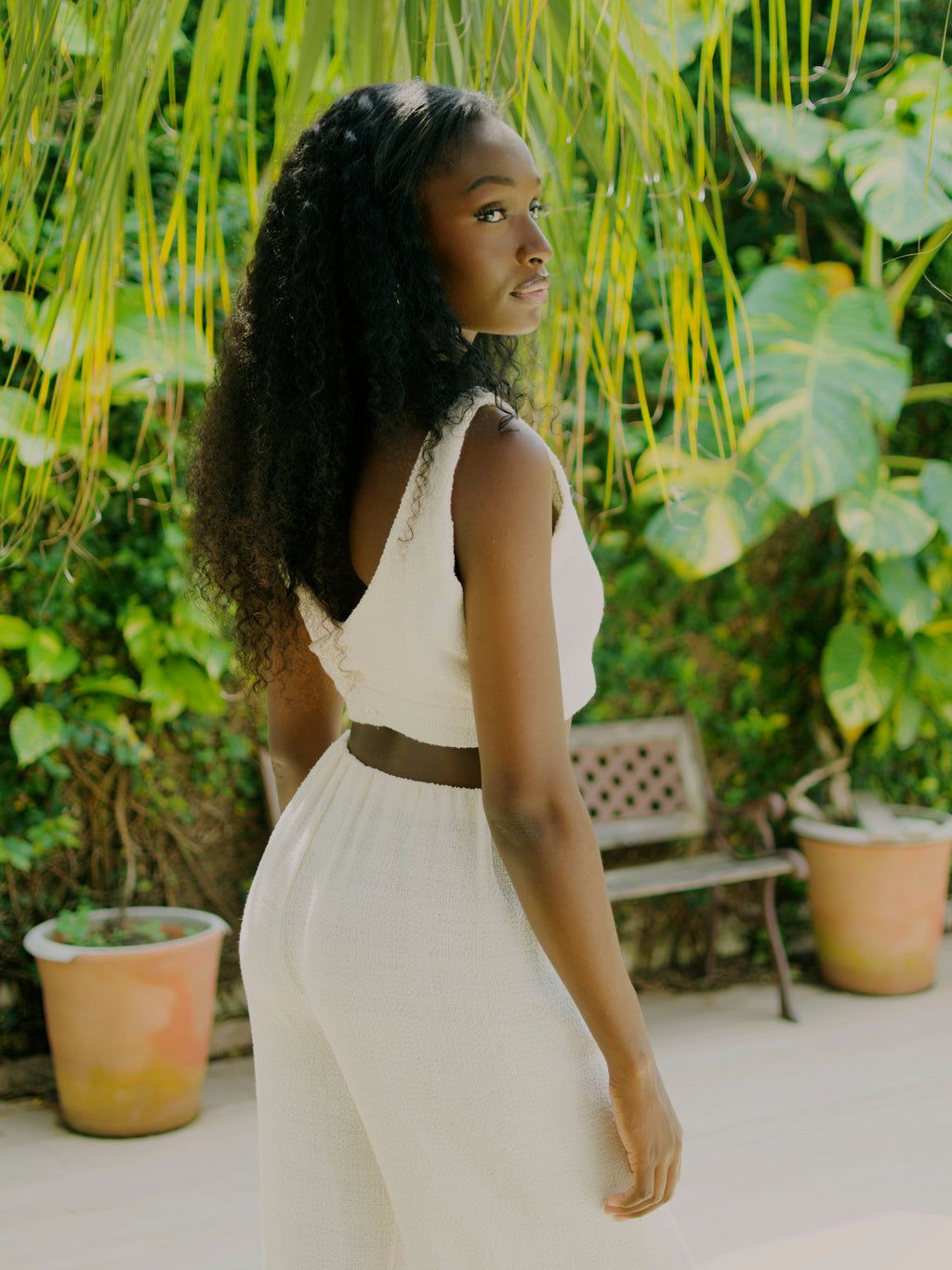 Pantalon "sugar booty" texturé - blanc