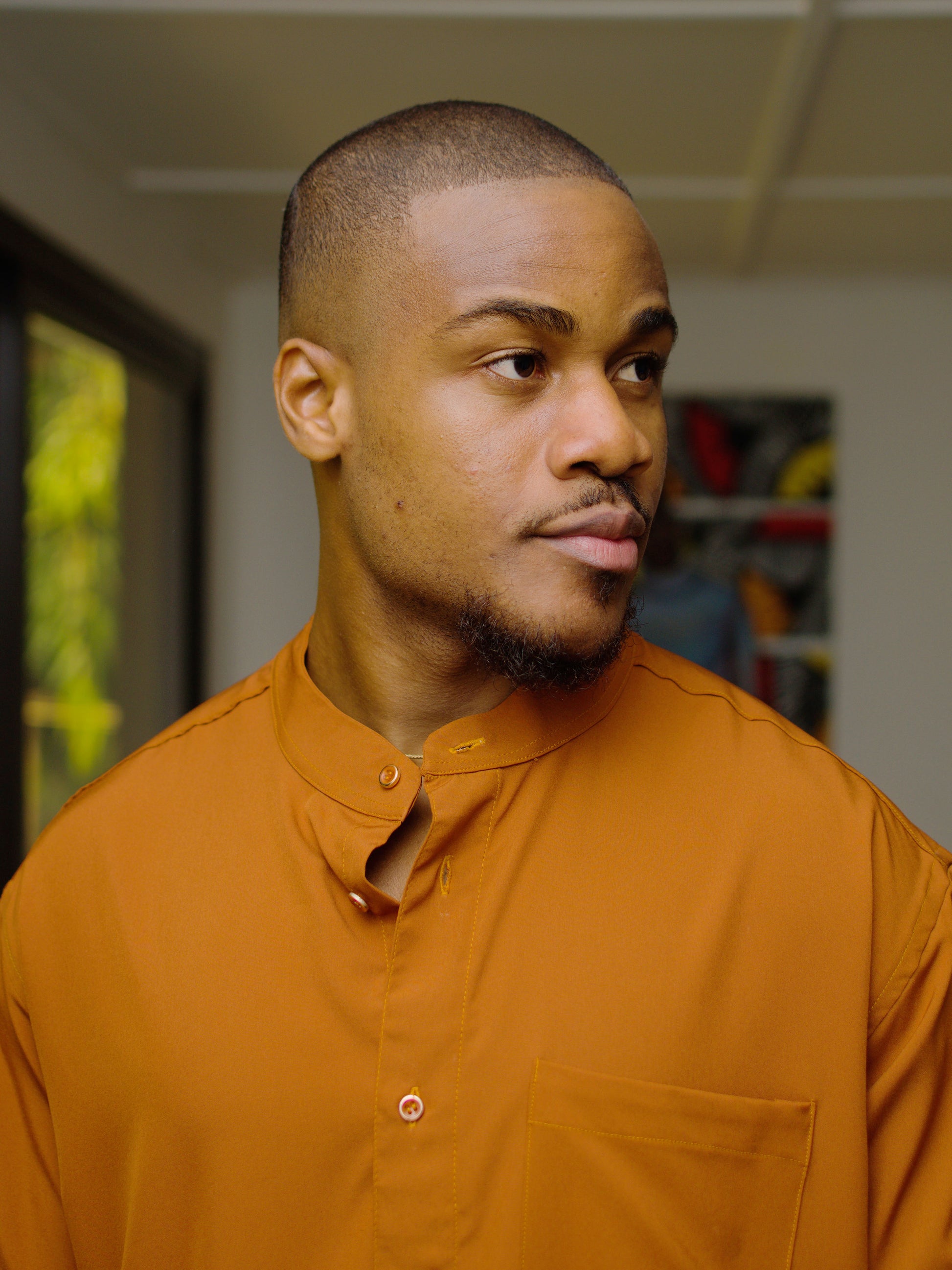 Chemise Col Mao " les intemporelles " - Marron