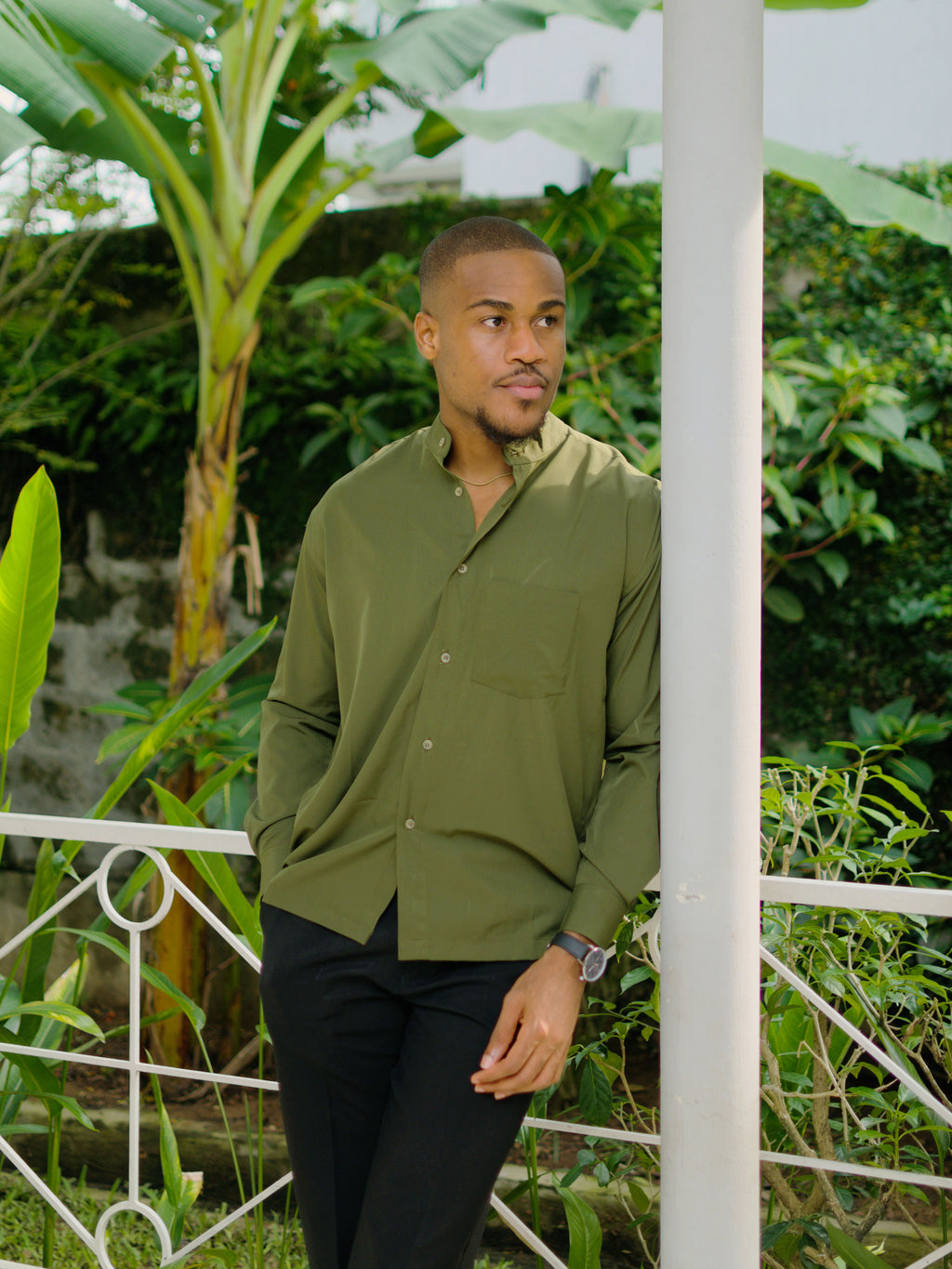 Chemise col mao " les intemporelles " - vert