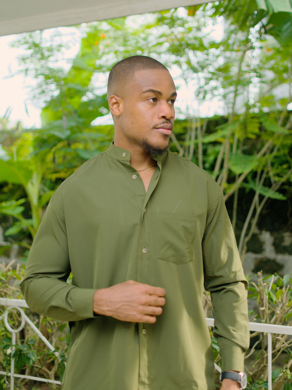 Chemise col mao " les intemporelles " - vert