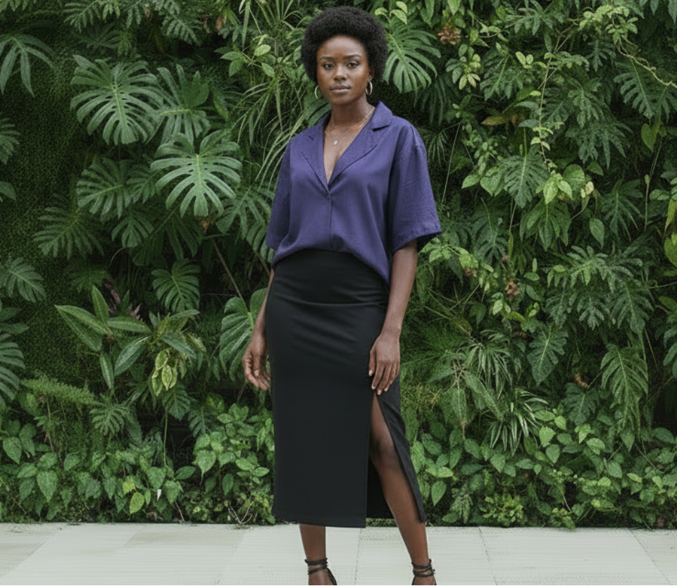 Chemise col bowling crop violet - Dozo